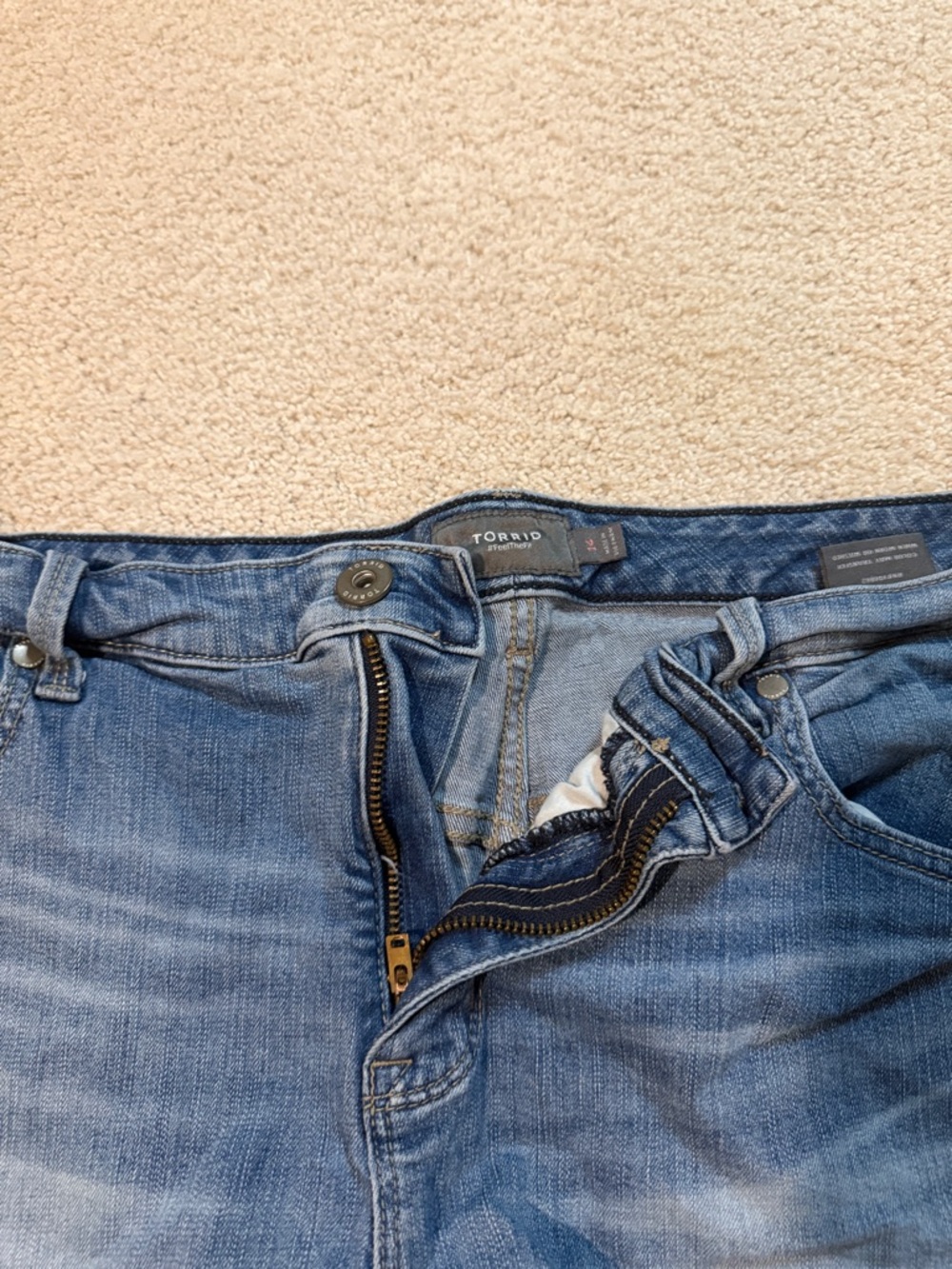 torrid medium blue distressed denim jeans